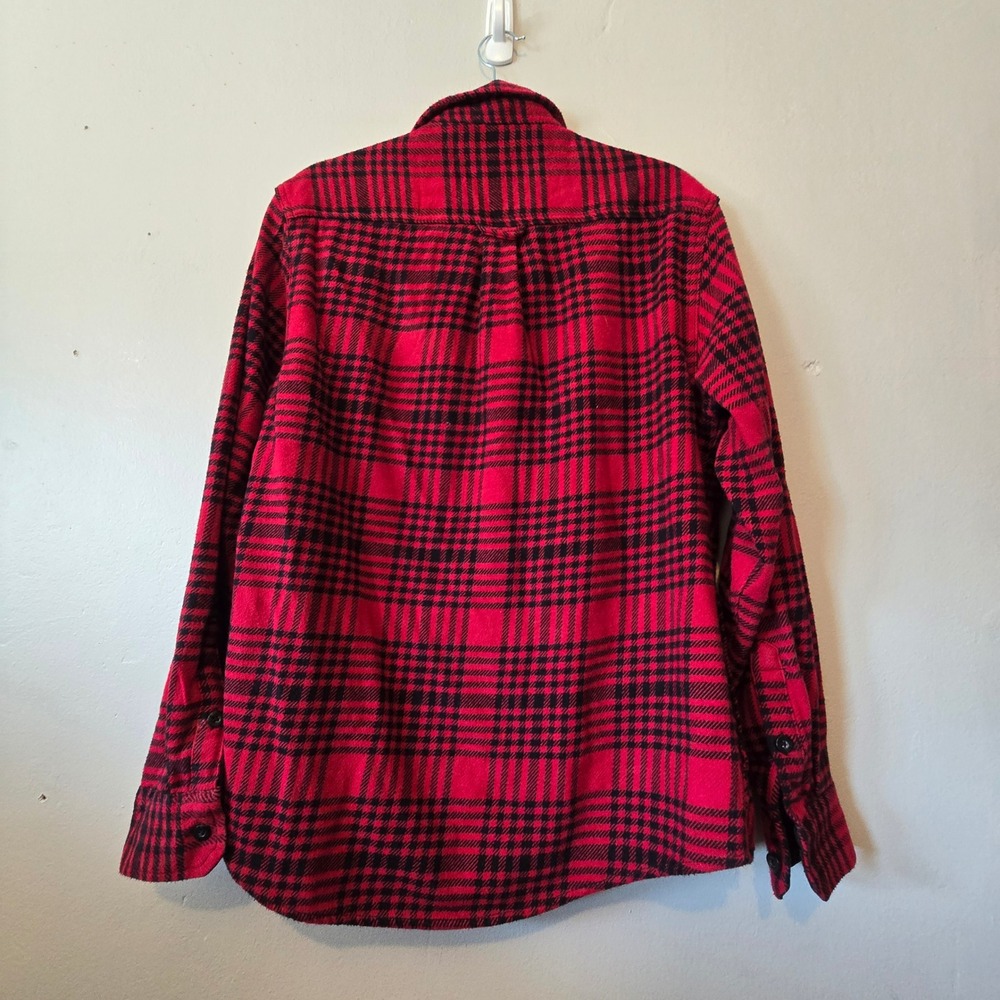 Woolrich Flannel Shirt Mens M Red Black Plaid Wool Blend Heavyweight - Picture 10 of 12